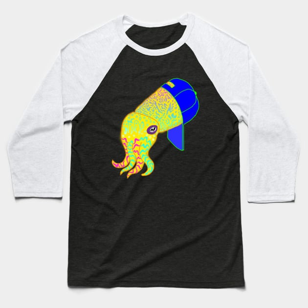 Fly Cuttlefish Baseball T-Shirt by jakekane